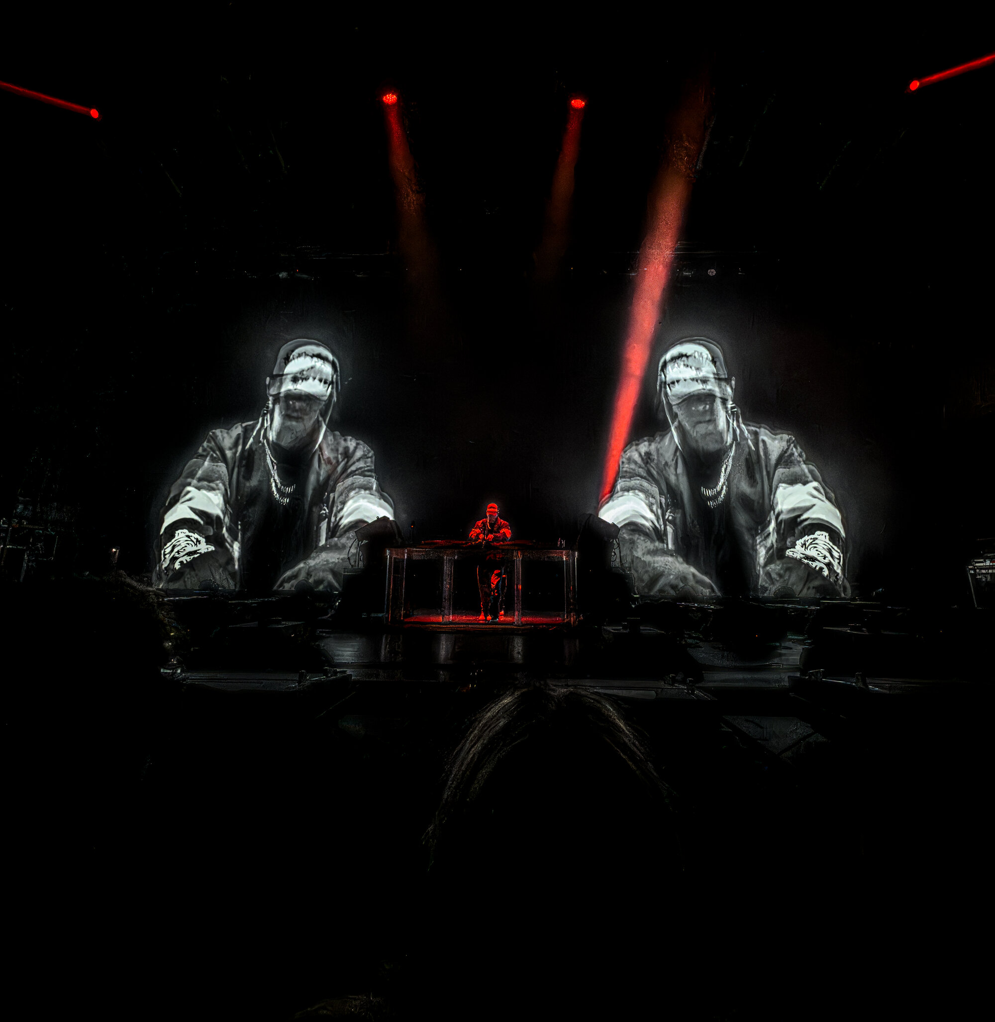 What's it like to spin CD-Js flanked by enormous versions of yourself?